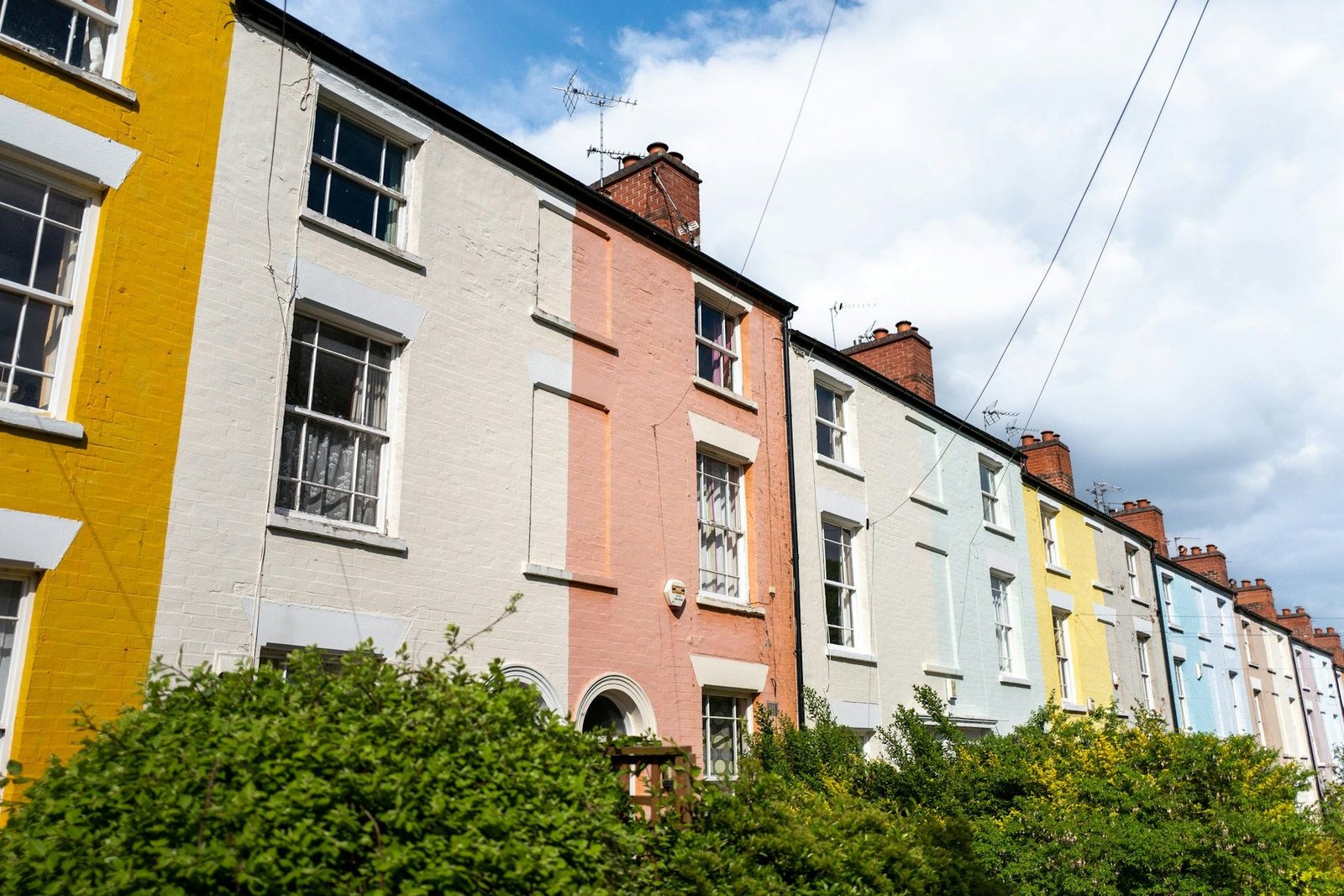 Terrace of colourful painted houses