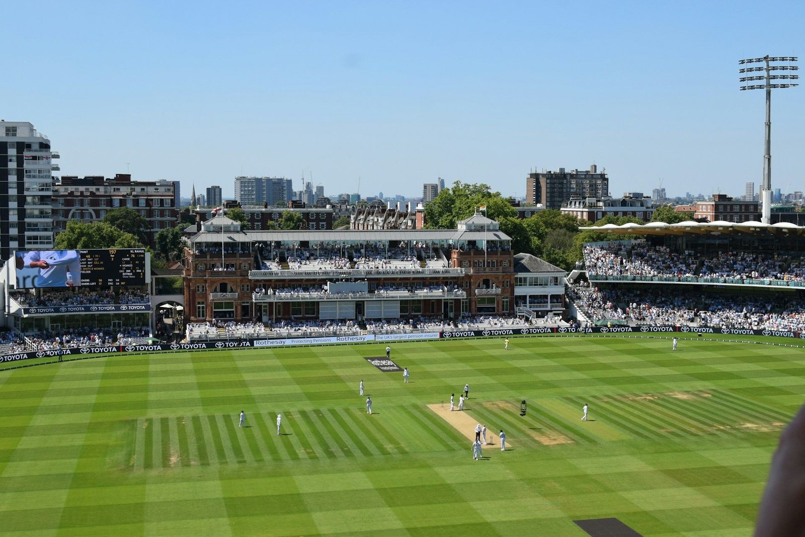 Cricket match in progress at Lord’s Cricket Ground