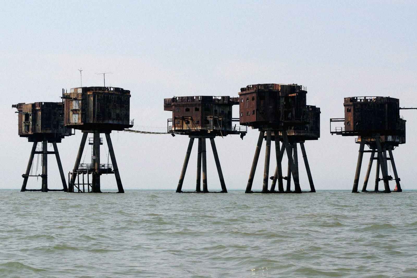 Maunsell sea forts standing in the Thames Estuary