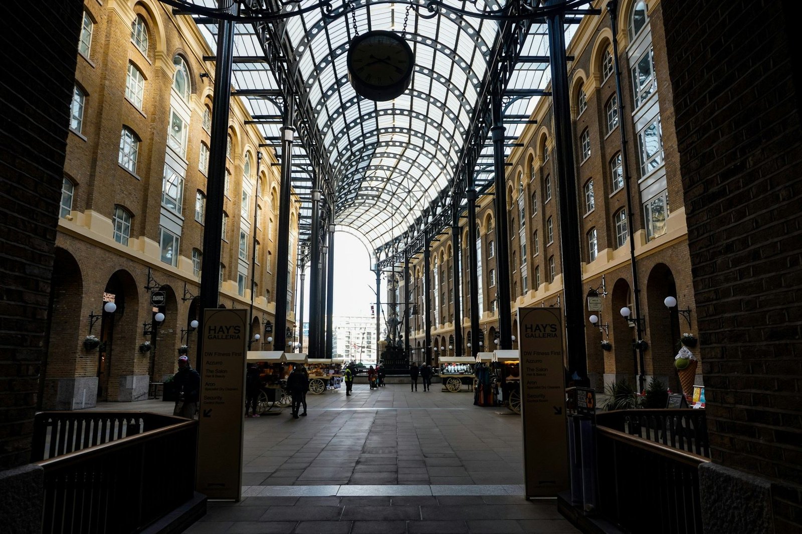 Hay’s Galleria arcade with its arched glass roof