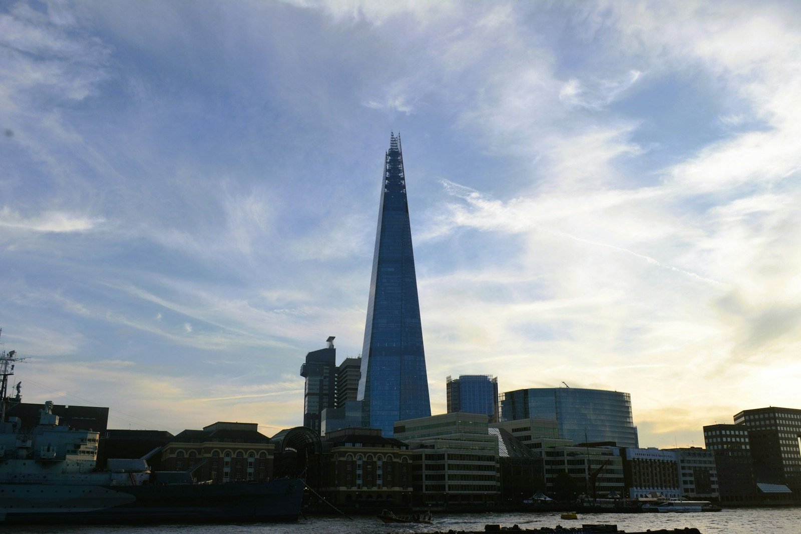 The Shard above the riverside at London Bridge
