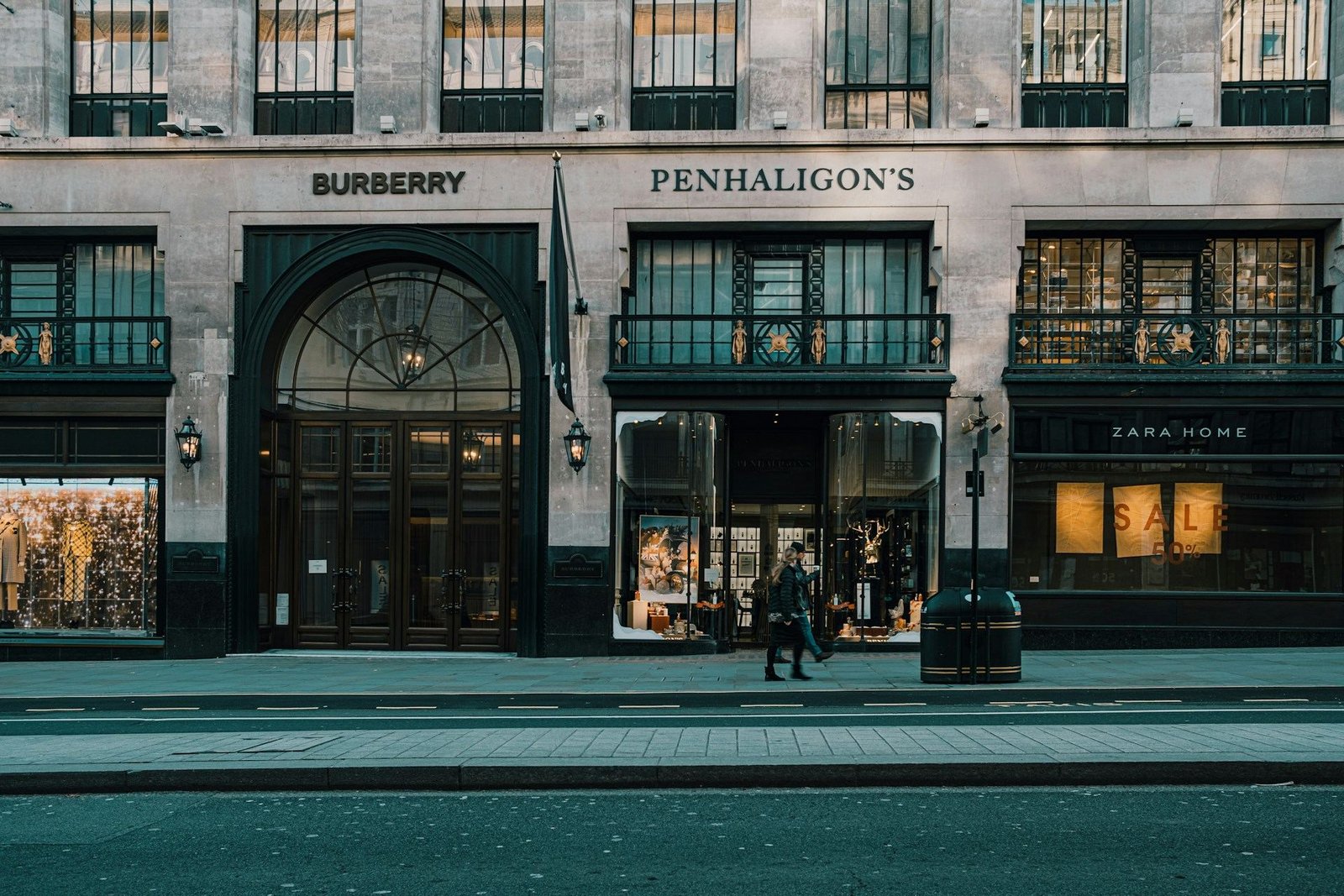Burberry and Penhaligon’s shopfronts on Regent Street