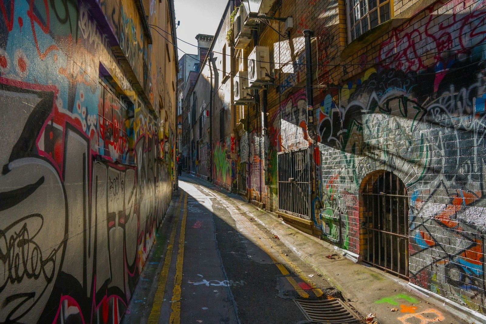 Graffiti-covered alley in Shoreditch